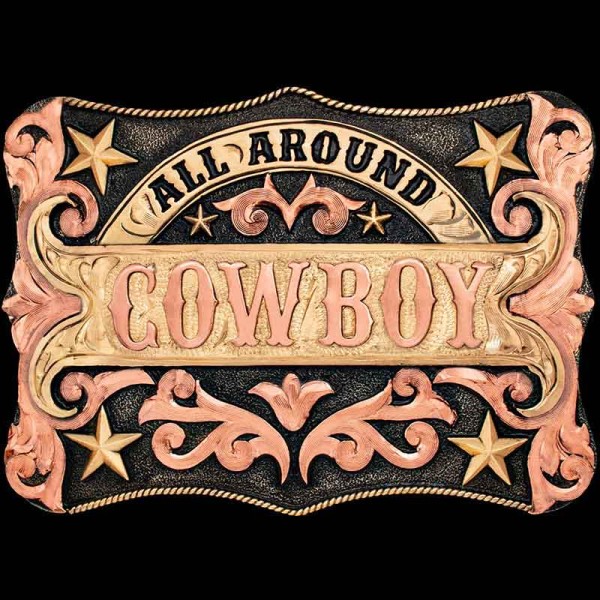 In Stock Kid's Cowboy Buckle, Your Cowboy's first buckle! Order this in-stock buckle and get same-day or next-day shipping! Built on a German Silver base with our signature antique 